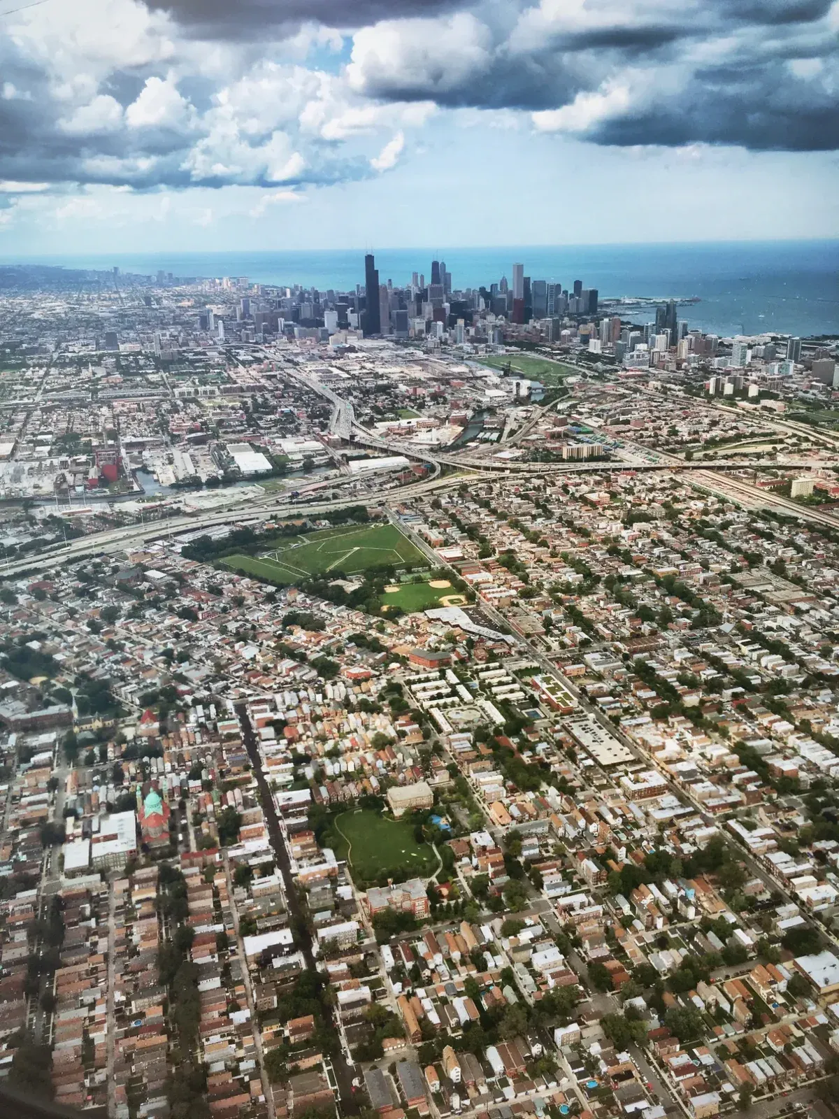 Bird view of Chicago suburbs