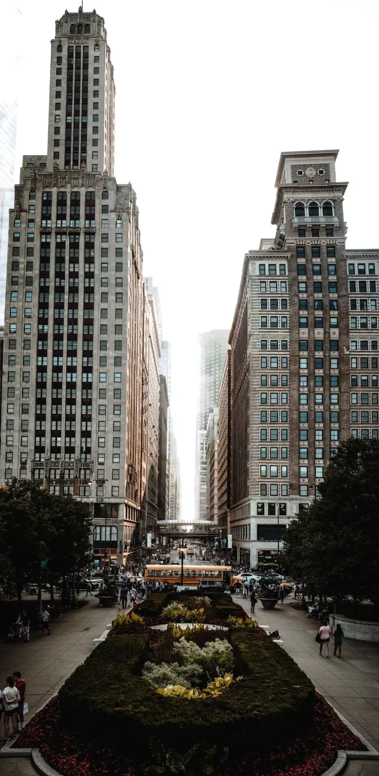 View of Chicago Downtown skyscrapers