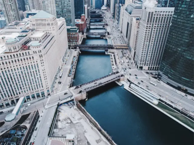 Chicago river in Downtown