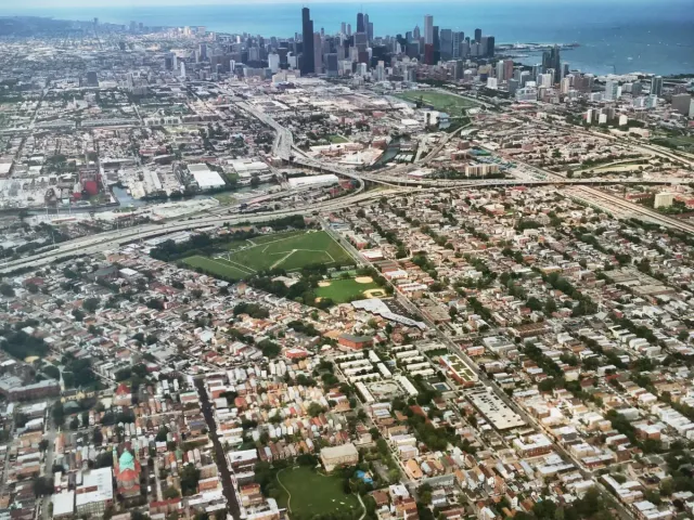 Bird view of Chicago suburbs